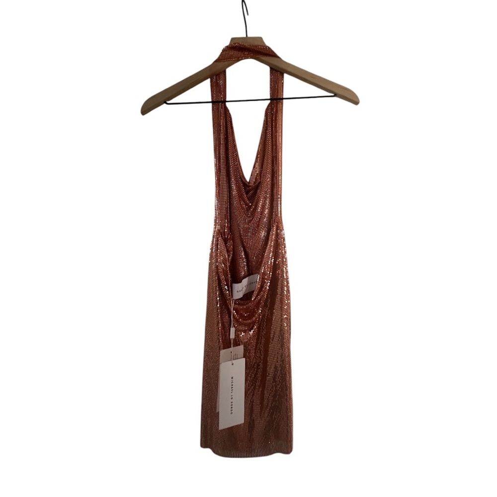 Michael Lo Sordo CROSS DRAPE CHAINMAIL MINI DRESS NWT Size AU10 US Medium - Picture 7 of 10